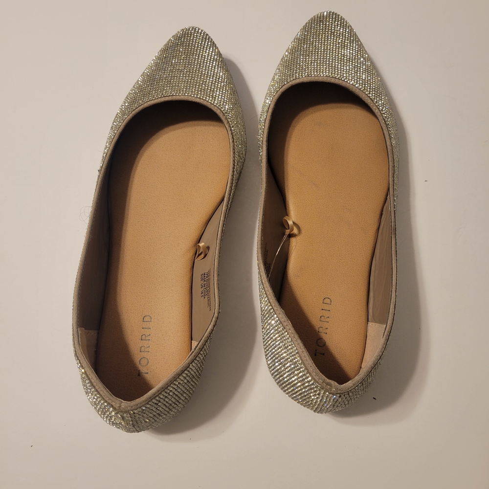 Full Rhinestone Torrid Silver Women's Flats 10.5W
